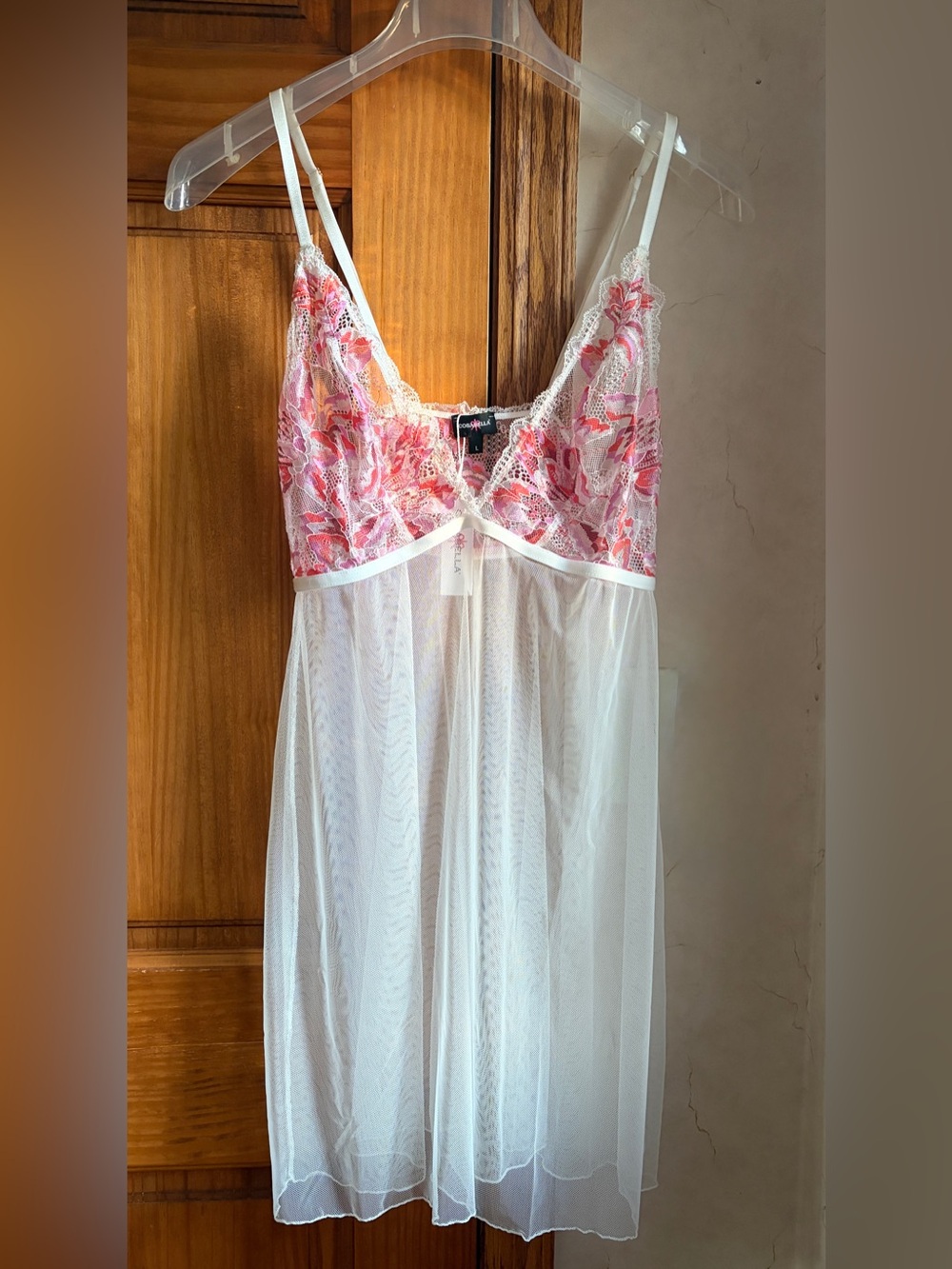 Cosabella NWT $160 FLORAL EMBROIDERED MESH Chemise Large White